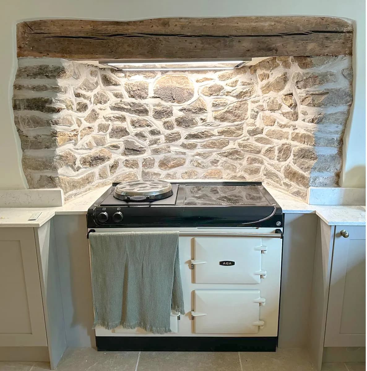 AGA installation in stone alcove